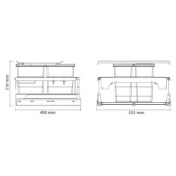 Aménagement tri sélectif 3 bacs de 34 litres