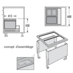 Aménagement 2 bacs de capacité 60 litres