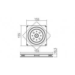 Disque métallique monté sur roulement à billes 155 mm x 155 mm